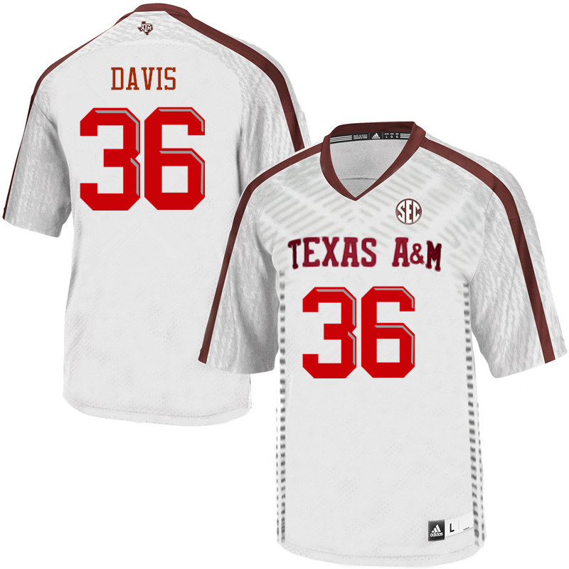 Men #36 Caden Davis Texas A&M Aggies College Football Jerseys Sale-White - Click Image to Close